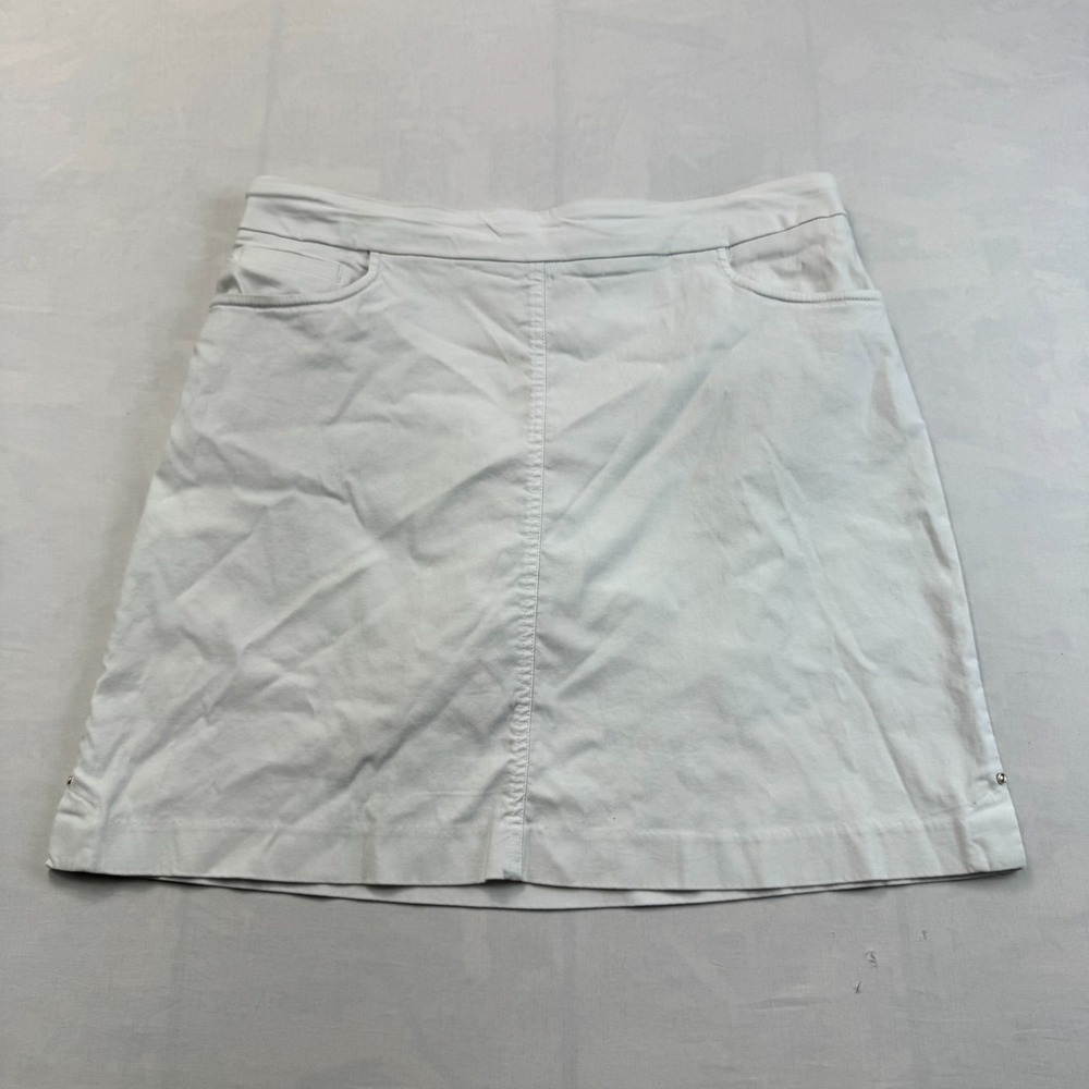 Hilary Radley Mini Skirt Womens Large White Comfortable Stretch Pockets Pull On